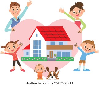 A happy family is happy to have purchased a house