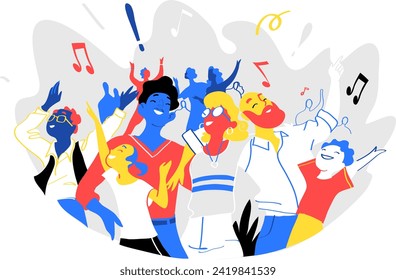 A happy family having fun at a concert, party