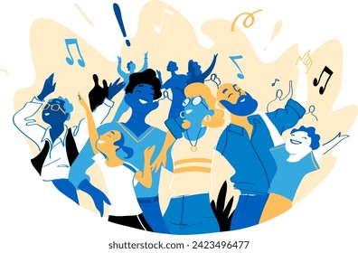 A happy family having fun at a concert, party