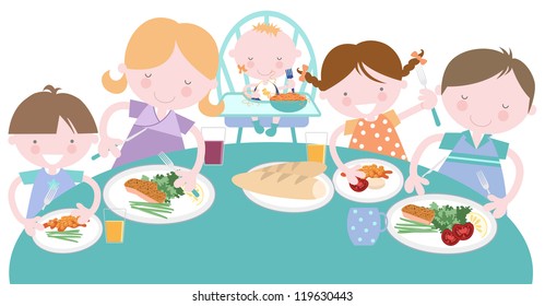Happy Family Having Meal Together