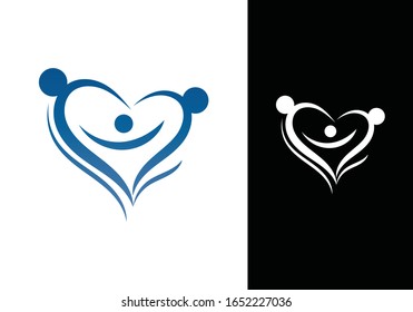 Happy Family In A Heart Shape Logo design, Family Love and Relation