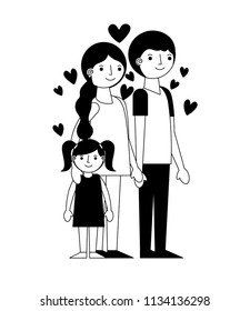happy family with hearts avatars characters