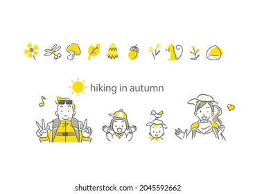 happy family hiking, autumn holiday