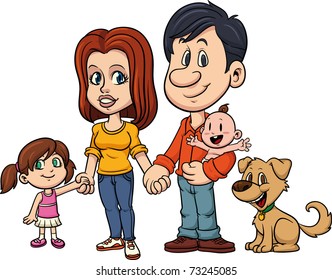 Happy family holding hands. All in a single layer.