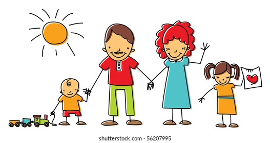 Happy Family Holding Hands Smiling Together Stock Vector (Royalty Free ...