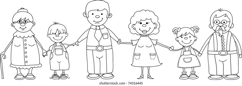 happy family holding hands and smiling