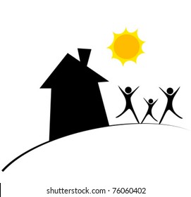 Happy family and home. Conceptual vector illustration