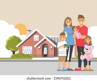 Happy family home,Vector illustration cartoon character.