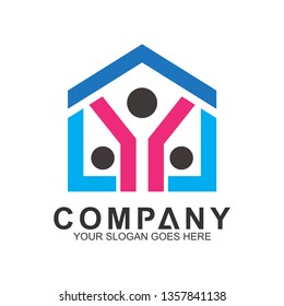 Happy Family House Logo, Housing Community, Logo House Care, 
Home People, We Care Logo, Charity Symbols