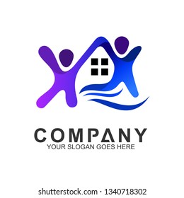 happy family house logo,logo house care,healthy community,housing community,charity symbols,help logo,home person,happiness,we care logo.