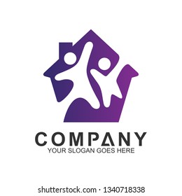 Happy Family House Logo,logo House Care,healthy Community,housing Community,charity Symbols,help Logo,home Person,happiness,we Care Logo.