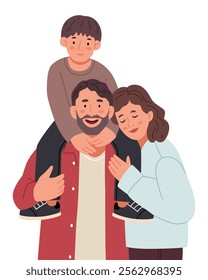 Happy family hugging. Mom dad and daughter.Concept of a happy family full of love