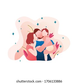 
happy family hugging their baby illustration - father - mother - baby