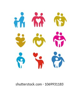 Happy family icon in abstarct figures. Vector illustration