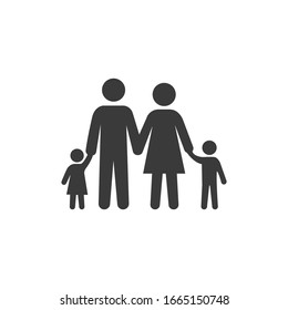 Happy Family Icon Black and White Vector Graphic