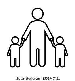 Happy family icon design. Father and two son icon in trendy outline style design. Vector illustration.