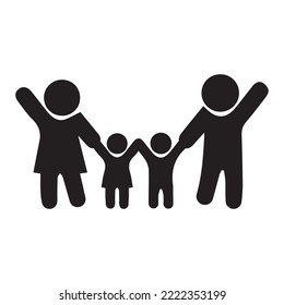  Happy family icon doodle line vector sign