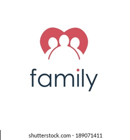 happy family icon in heart