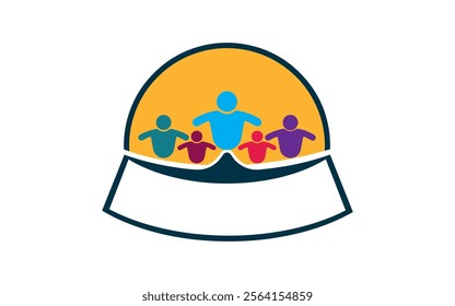 Happy family icon multicolored in simple logo design vector Group of five people in a circle