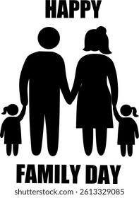 Happy Family Icon Parents and Children Holding Hands Illustration