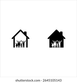 Happy family icon set at home. Vector isolated flat illustration.