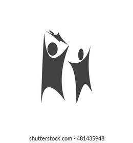 Happy family icon in simple.