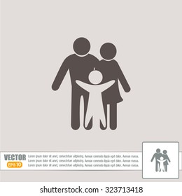 Happy family icon in simple figures, dad, mom and child stand together. Vector can be used as logotype