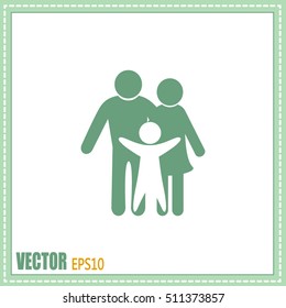 Happy family icon in simple figures, dad, mom and child stand together. Vector can be used as logotype