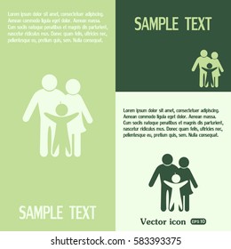 Happy family icon in simple figures, dad, mom and child stand together. Vector can be used as logotype