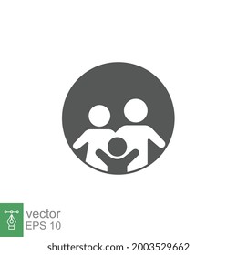 Happy Family Icon solid in trendy flat style. family insurance sign, Parents symbol inside the round for your web site design, logo, app, UI. Vector illustration. design on white background. EPS 10