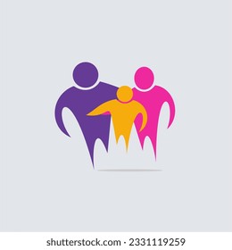 
Happy family icon, vector flat illustration
