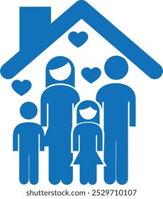 Happy family icon vetor isolate (versão azul)