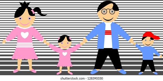 happy family icons collection multicolored in simple figures