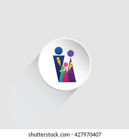 Happy family icons collection multicolored in simple figures. Family icons vector illustration. Family icons vector illustration. Happy family. Parents and children.
