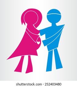 Happy family icons. Vector symbols.