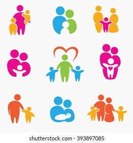 happy family icons, vector symbols collection