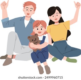 Happy family illustration. Everyone is smiling happily.