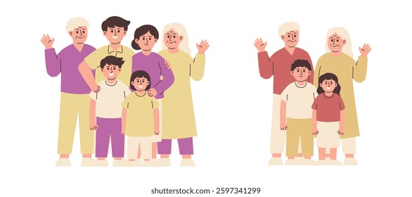 Happy Family Illustration, Group of Mother, Father, Daughter, Son