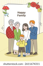 Happy family illustration on a stationery background
