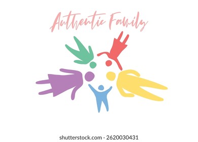 Happy family illustration, showing love, care, and bonding at home. Perfect for family lifestyle, parenting, and authentic family concept designs.