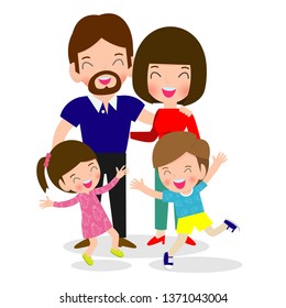 the happy family isolated on white background vector illustration