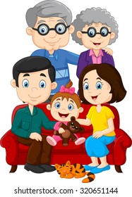 Happy family isolated on white background 