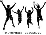 Happy Family Jumping Silhouette