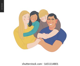 Happy Family With Kids -family Health And Wellness -modern Flat Vector Concept Digital Illustration Of A Happy Family Of Parents And Children, Family Medical Insurance Plan