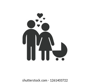 Happy Family with kids icon vector on white background 
