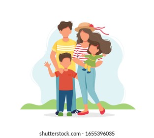 Happy family with kids. Family lifestyle concept. Cute vector illustration in flat style