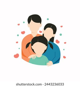 Happy Family with kids together colorful vector background in flat style. Vector illustration