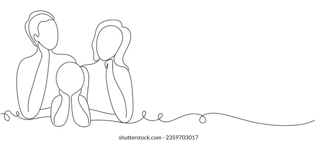 Happy family line art style vector illustration