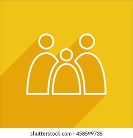 Happy family line icon isolated with shadow 