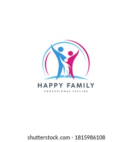 Happy Family Logo. Abstract Figure Of Mother, Child And Father Vector Elements Stock Illustration.